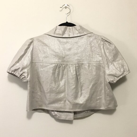 Kensie Silvery Linen Bolero With Diamond Buttons - Picture 2 of 16